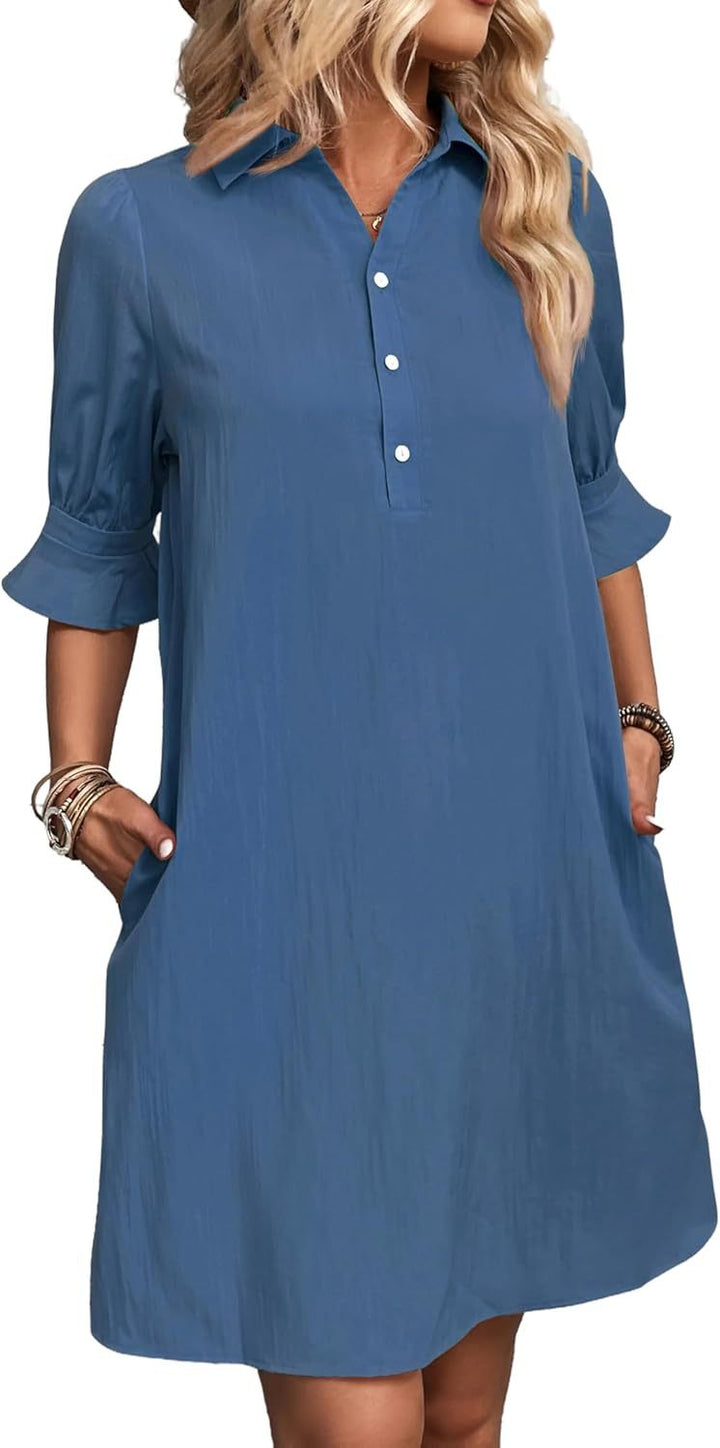 Vionne | Effortless Button-Collar Shirt Dress