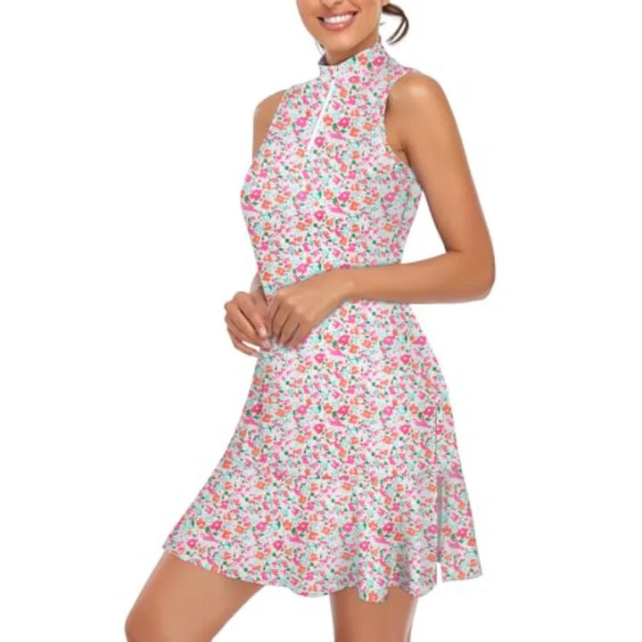 Harper | Women’s Floral Quarter-Zip Golf &amp; Pickleball Dress