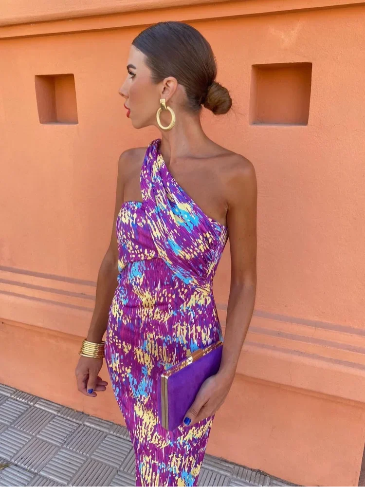 Selene | One-Shoulder Geometric Midi Dress