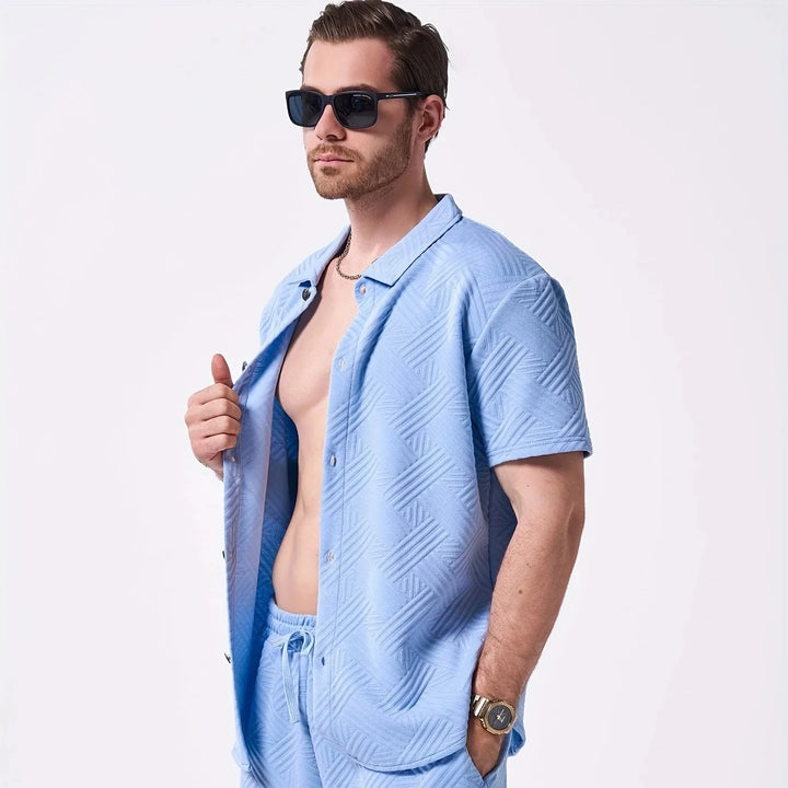 Saint-Tropez | Men’s Embossed Performance-Stretch Two-Piece Set