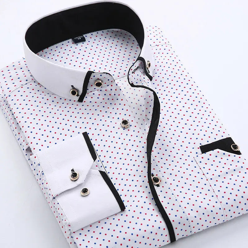 Sterling | Men’s Micro-Dot Contrast Collar Long Sleeve Button-Down