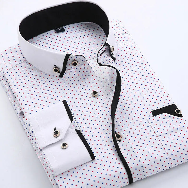 Sterling | Men’s Micro-Dot Contrast Collar Long Sleeve Button-Down