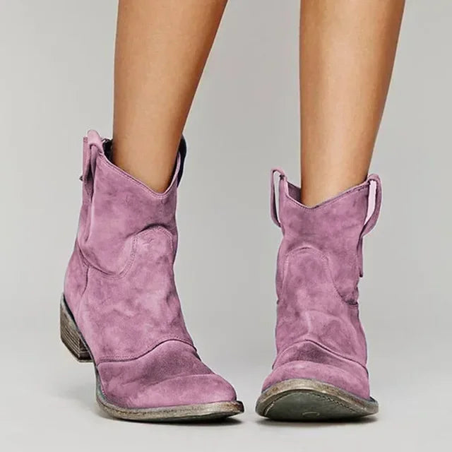 Distressed Western Ankle Boots