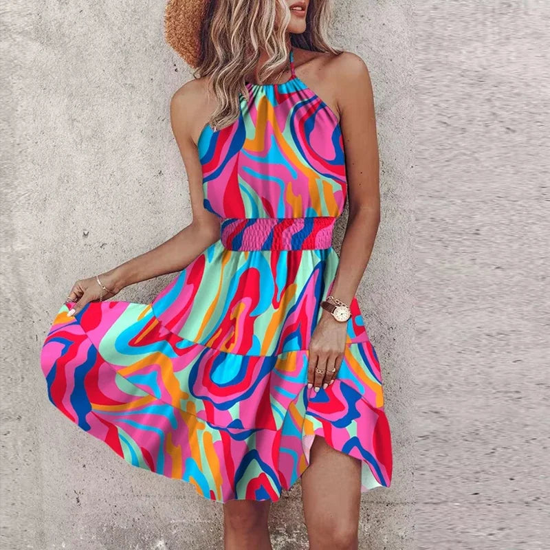 Esme | Boho Halter Summer Mini Dress