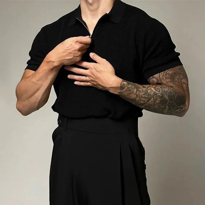 Declan | Men’s Muscle-Fit Quarter-Zip Knit Polo