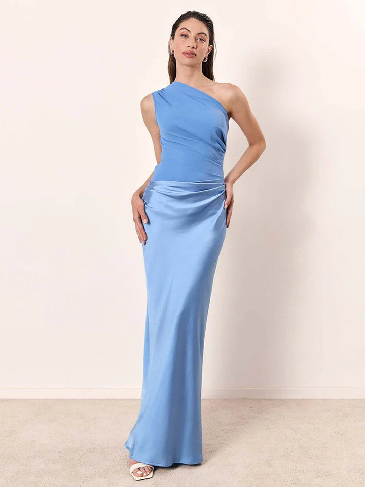 Celeste | One-Shoulder Draped Maxi Wedding Guest Dress