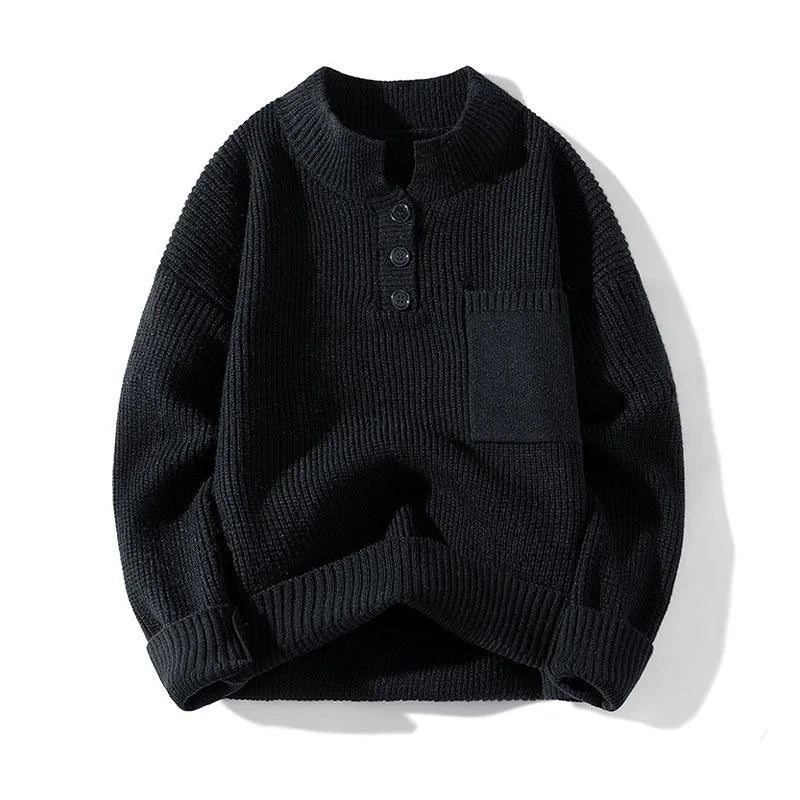 Classic Textured Henley Sweater