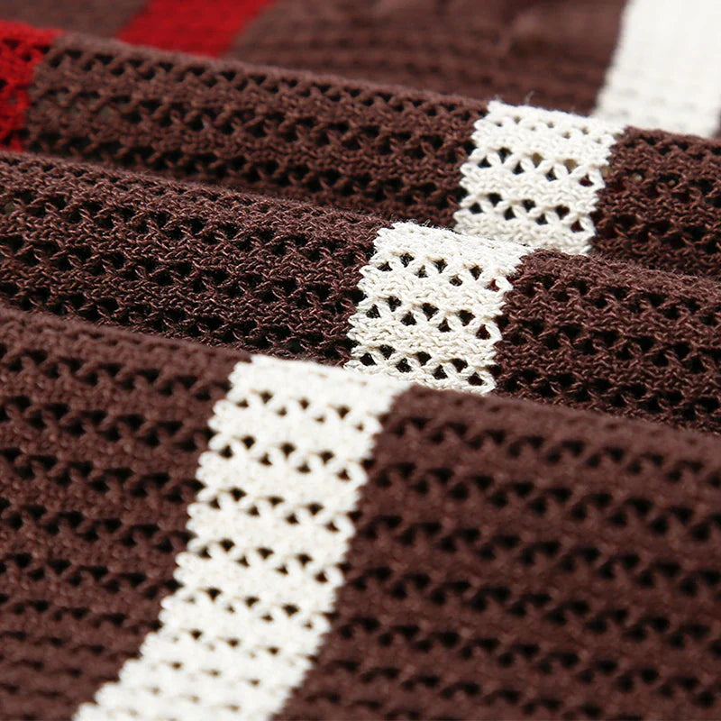 Koa | Men’s Open-Stitch Crochet Knit Quarter-Zip Polo