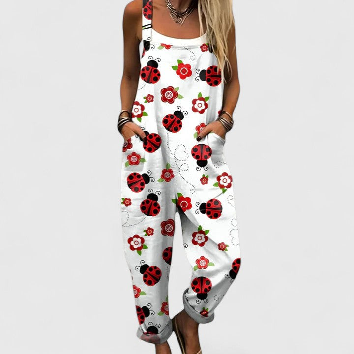 Zuri | Playful Chicken Print Overalls