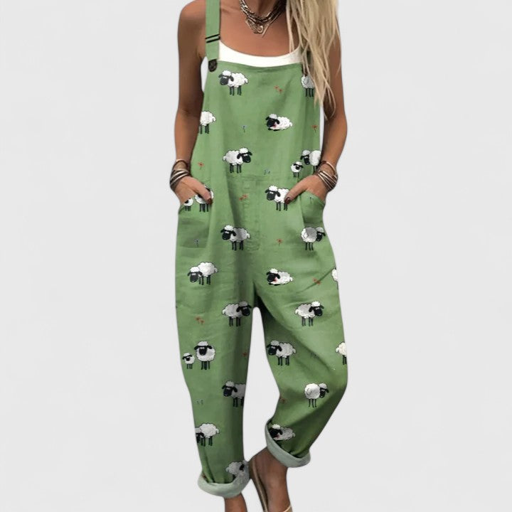 Zuri | Playful Chicken Print Overalls
