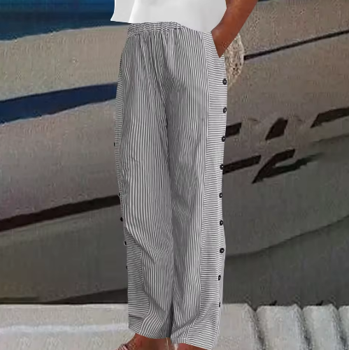 Marin | Women’s High-Waist Striped Straight-Leg Cropped Pants