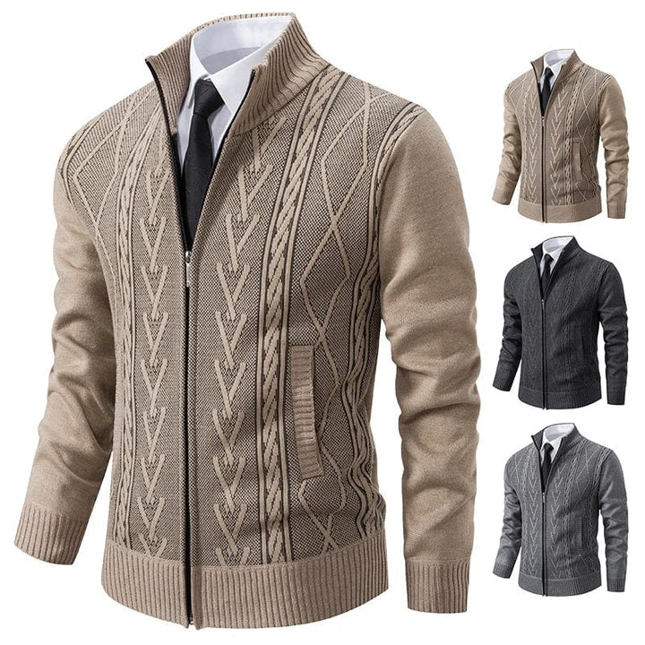 Men’s Zip-Up Cable Knit Sweater