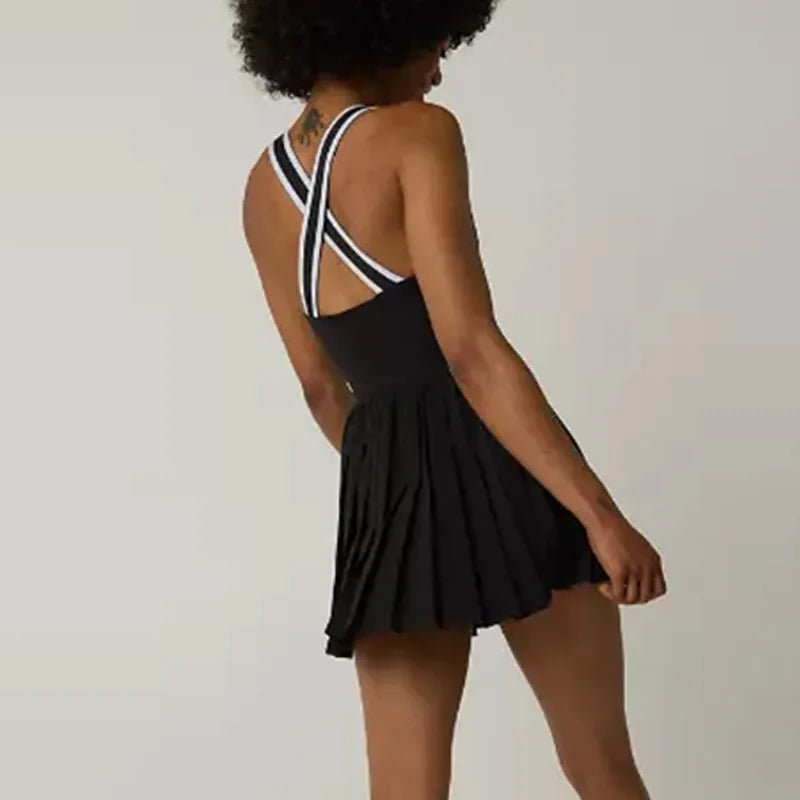 Maya | Women’s Racerback Pleated Pickleball Dress with Perforated Hem