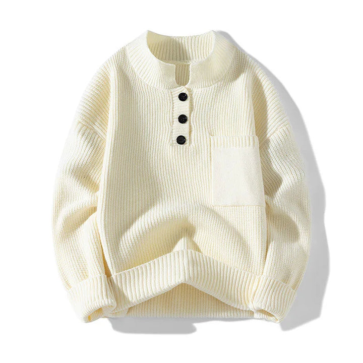 Classic Textured Henley Sweater