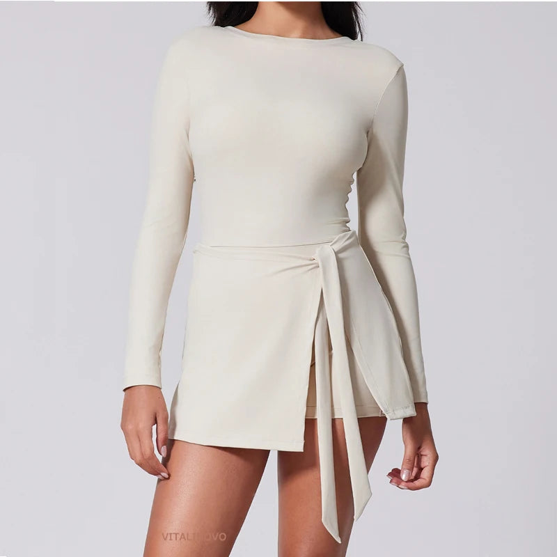 Freya | Women’s Long-Sleeve Asymmetrical Split Pickleball &amp; Tennis Dress