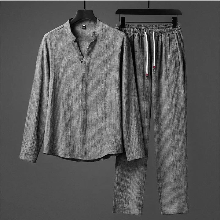 Matteo | Men’s Textured Linen-Blend Trouser Co-Ord Set