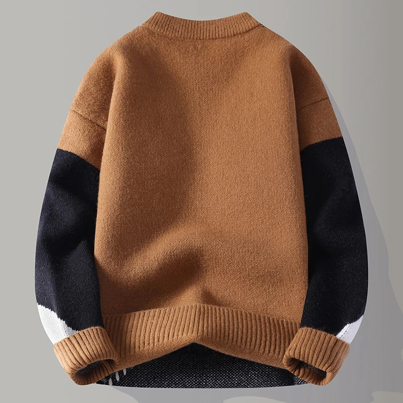 Colorblock Stitch Knit Sweater