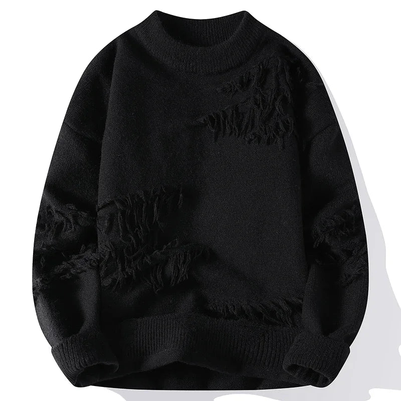 Distressed Knit Crewneck Sweater