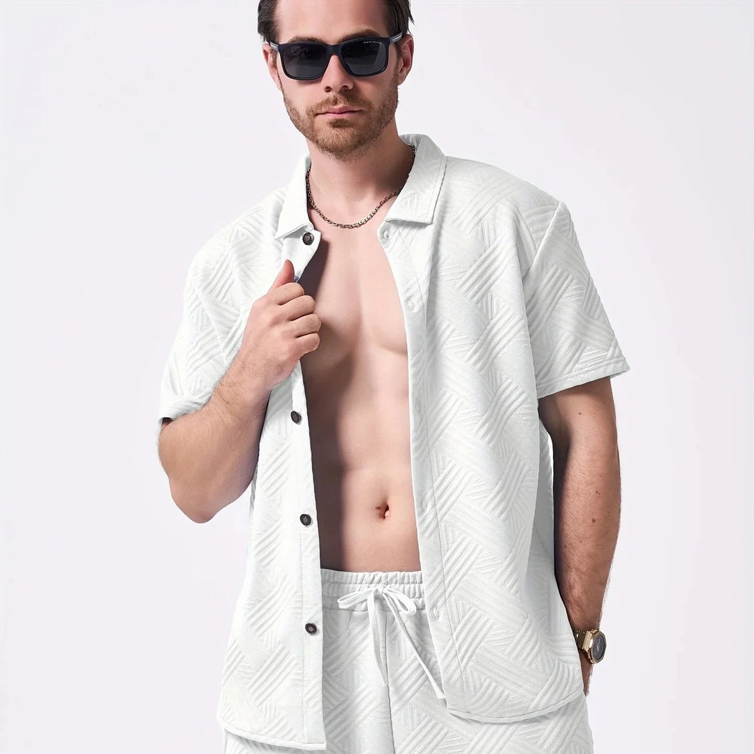Saint-Tropez | Men’s Embossed Performance-Stretch Two-Piece Set