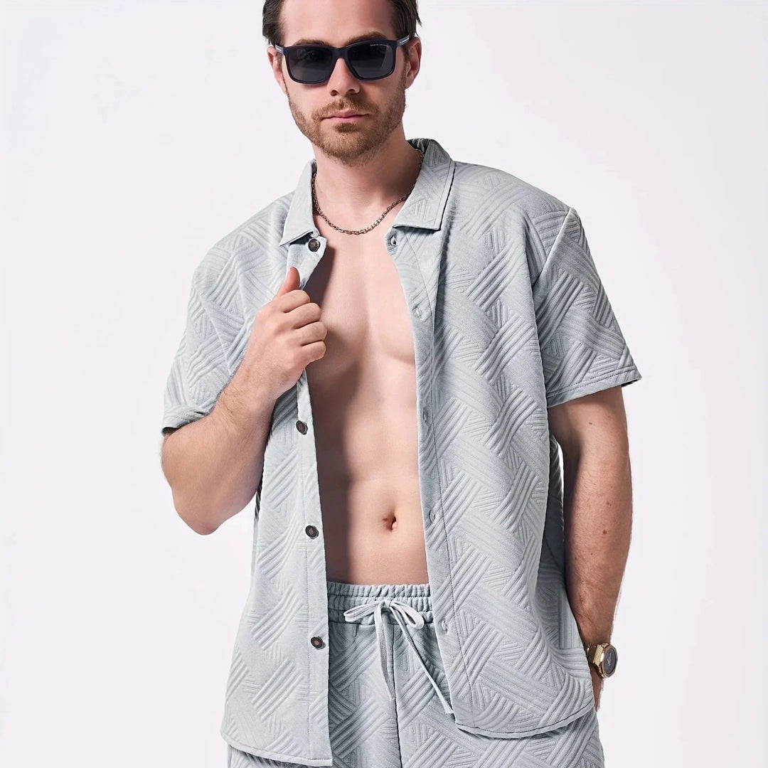 Saint-Tropez | Men’s Embossed Performance-Stretch Two-Piece Set