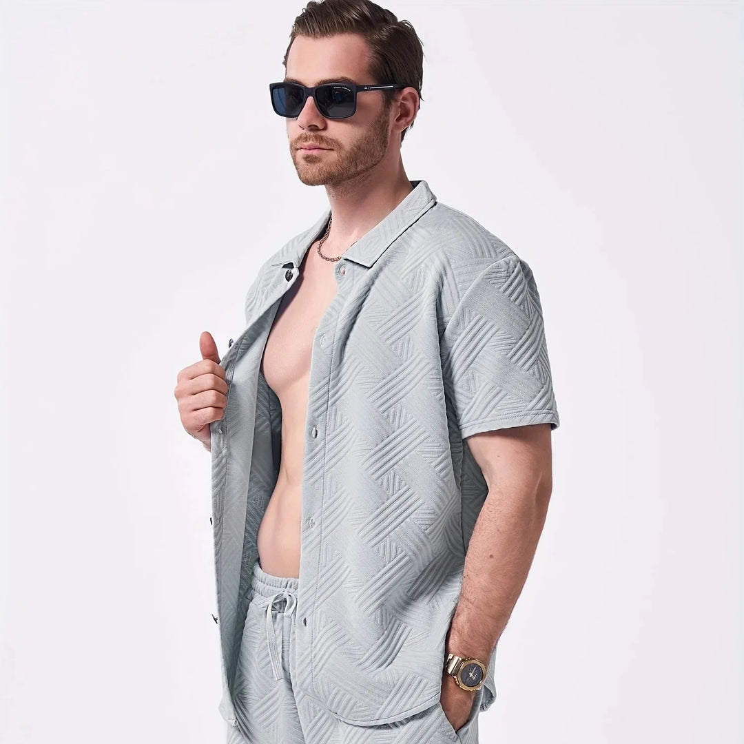 Saint-Tropez | Men’s Embossed Performance-Stretch Two-Piece Set
