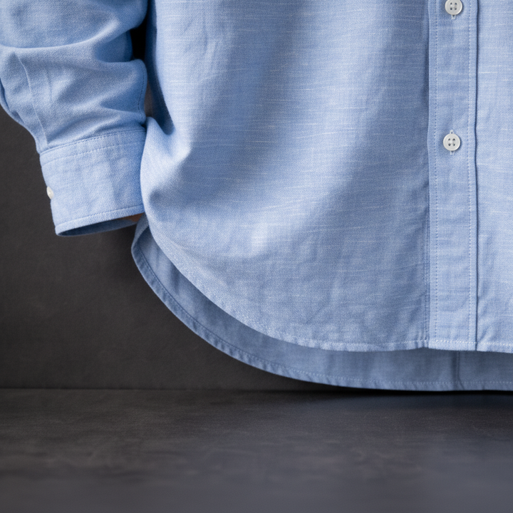 Rafael | Men’s Linen-Cotton Blend Button-Down with Curved Hem