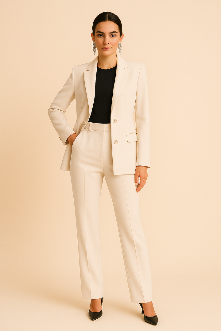Aurelyne | Women’s Structured Blazer &amp; Pleated Pants Set