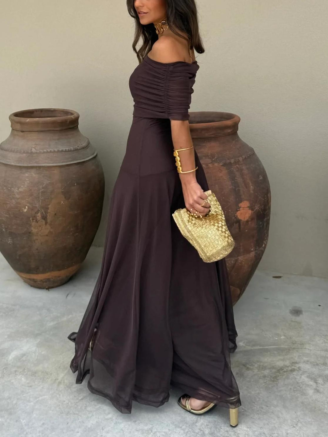 Calerisse | Women’s Off Shoulder Maxi Wedding Guest Dress