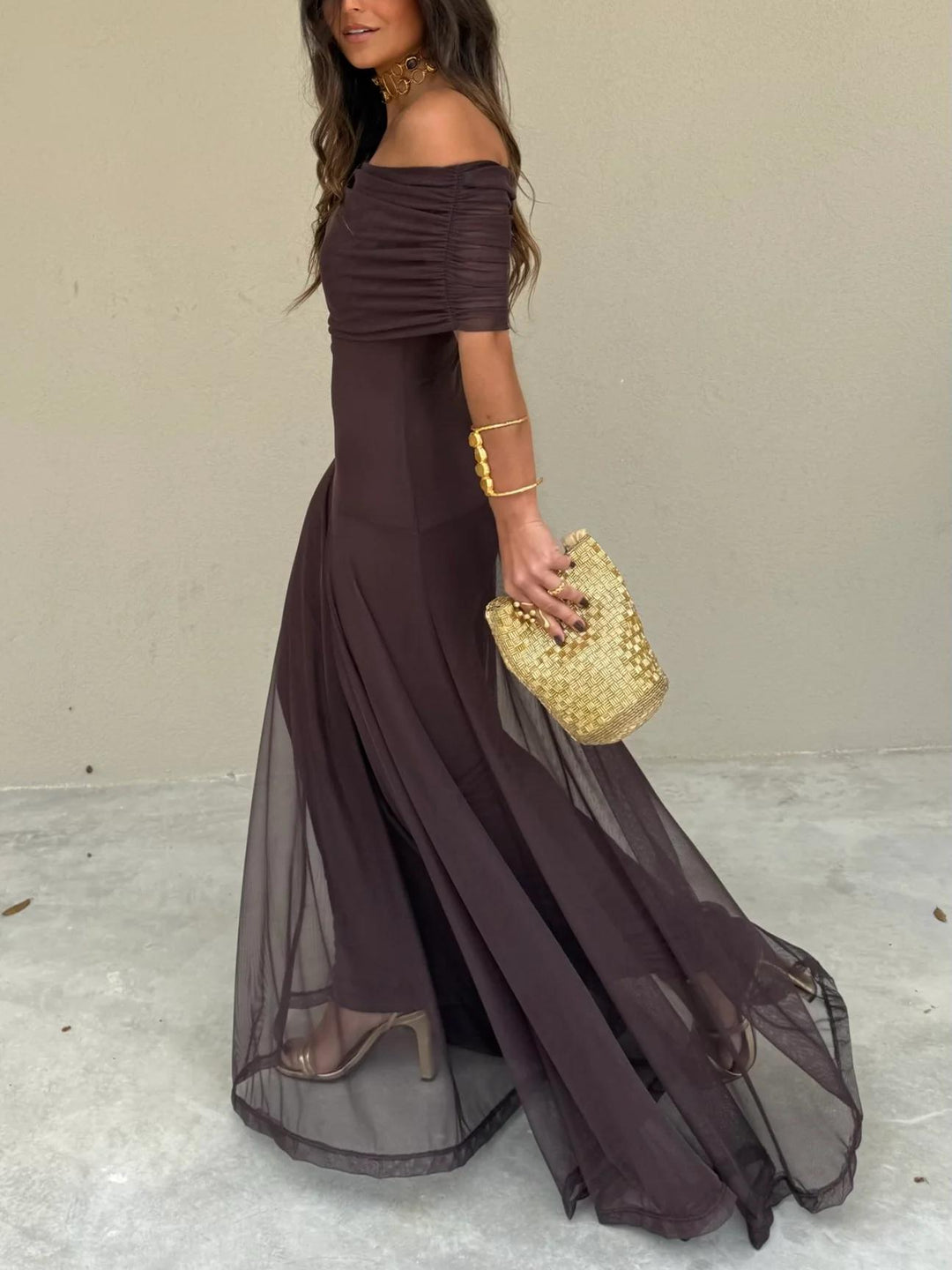 Calerisse | Women’s Off Shoulder Maxi Wedding Guest Dress
