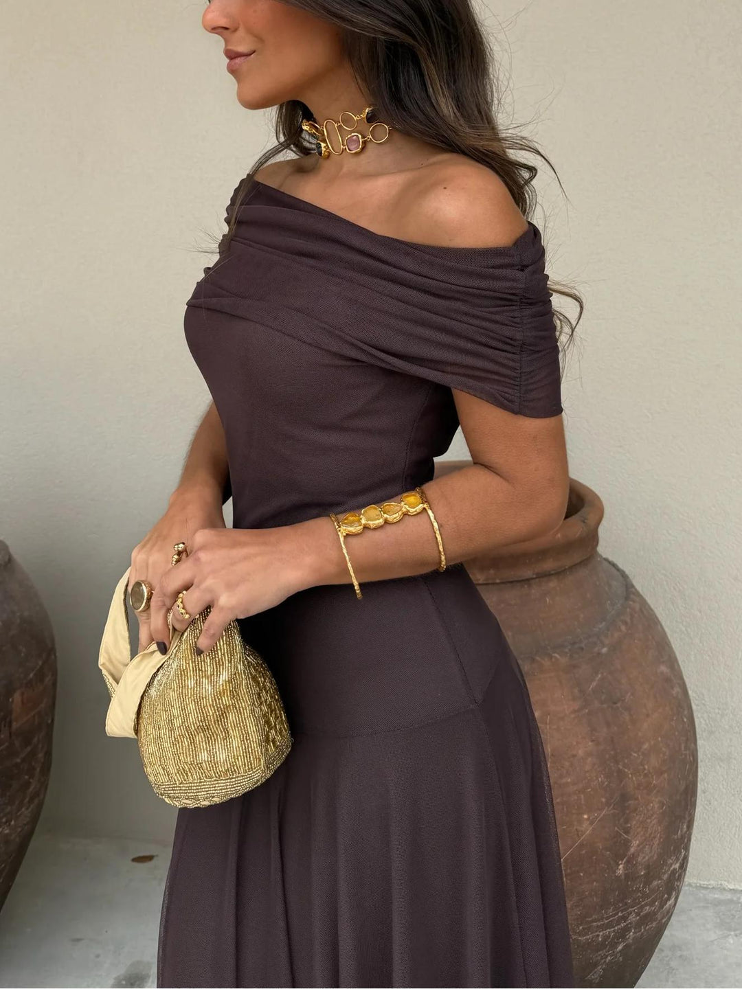 Calerisse | Women’s Off Shoulder Maxi Wedding Guest Dress