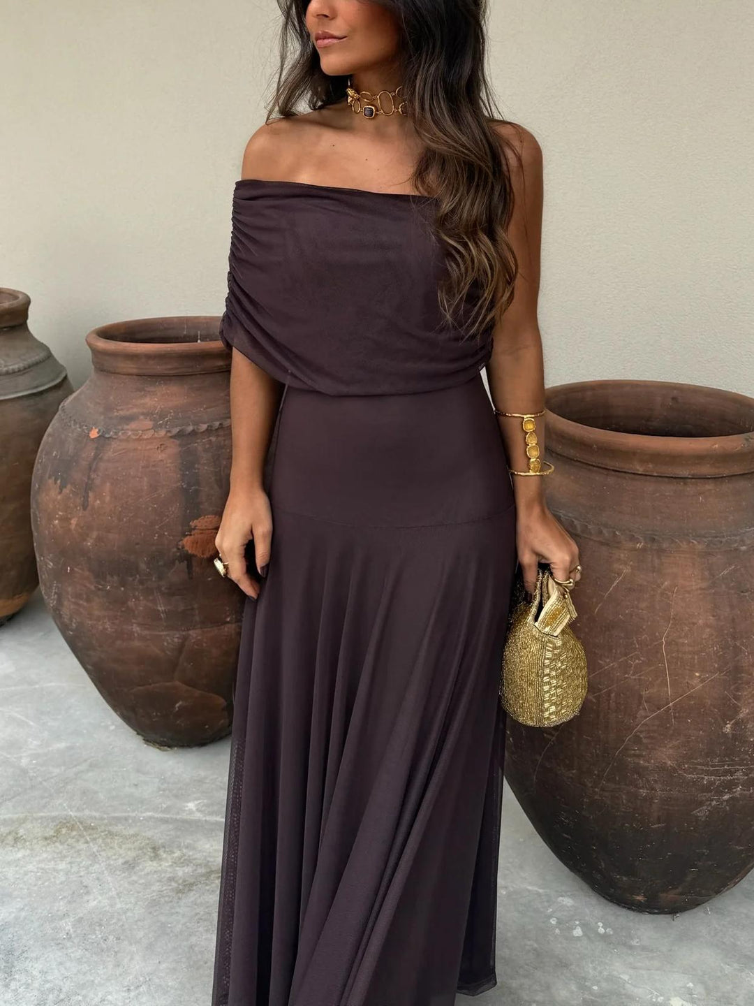 Calerisse | Women’s Off Shoulder Maxi Wedding Guest Dress