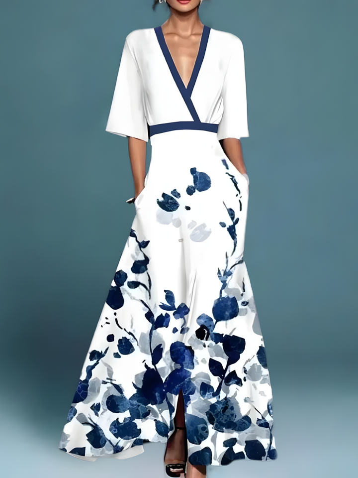 Seraphina | Embroidered Floral V-neck Dress