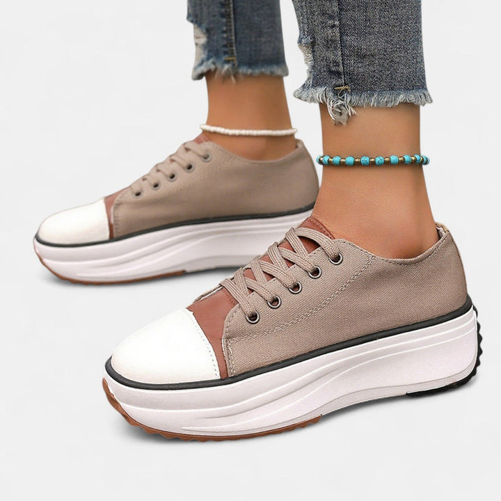 Canvas Platform Lace-Up Sneakers