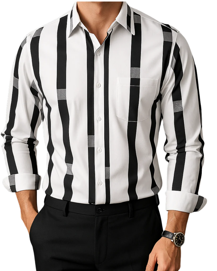 Kensington | Men’s Vertical Colorblock Panel Long Sleeve Button-Down