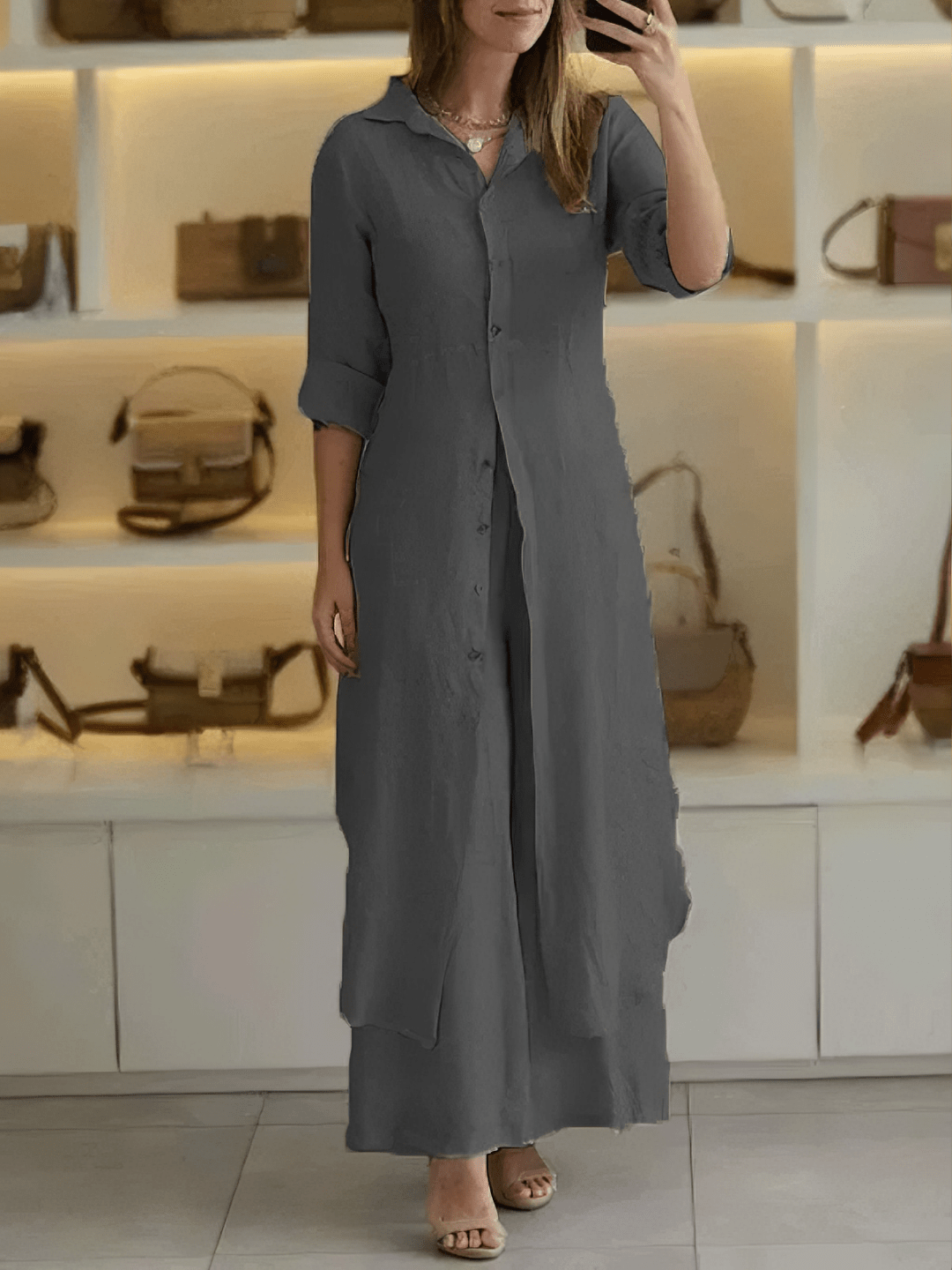 Alessia | Long Button-Down Two-Piece Set