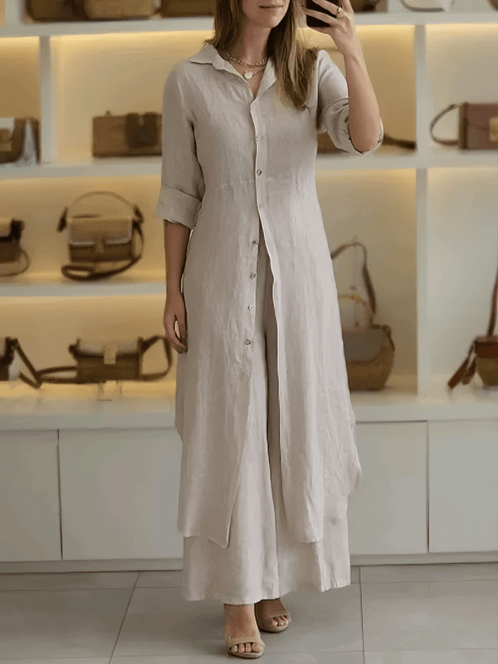 Alessia | Long Button-Down Two-Piece Set