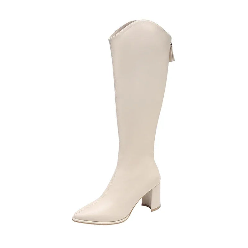 Sleek Knee-High Block Heel Orthopedic  Boots