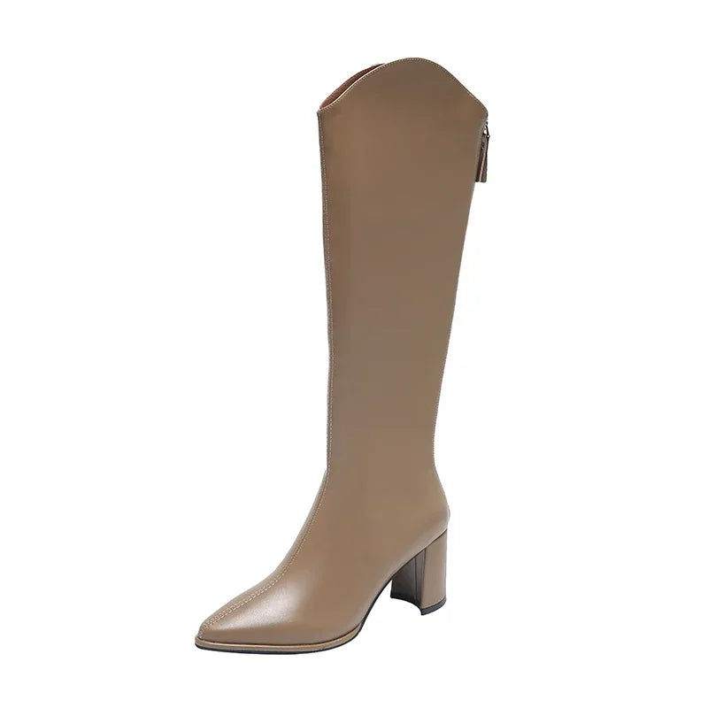 Sleek Knee-High Block Heel Orthopedic  Boots