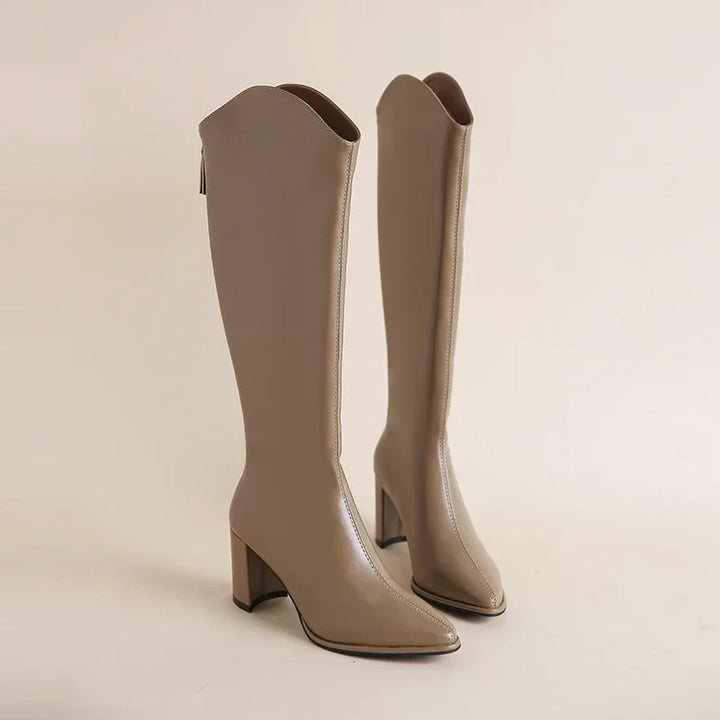 Sleek Knee-High Block Heel Orthopedic  Boots