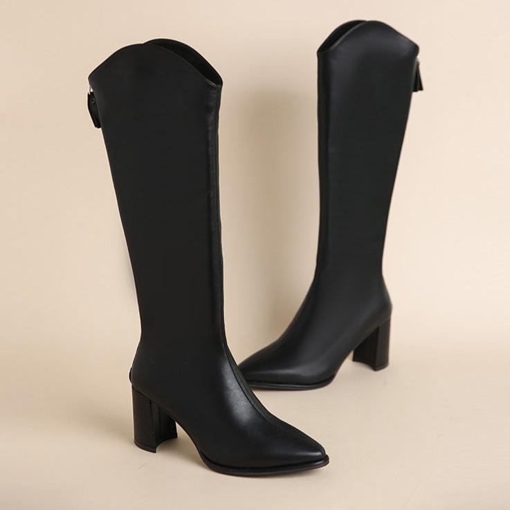 Sleek Knee-High Block Heel Orthopedic  Boots