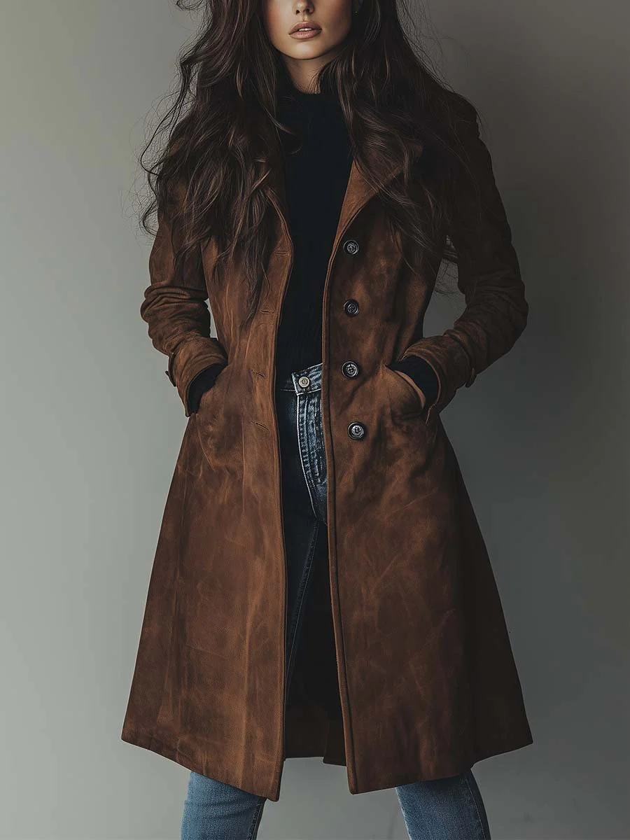 Women’s Tailored Long Button-Front Winter Coat