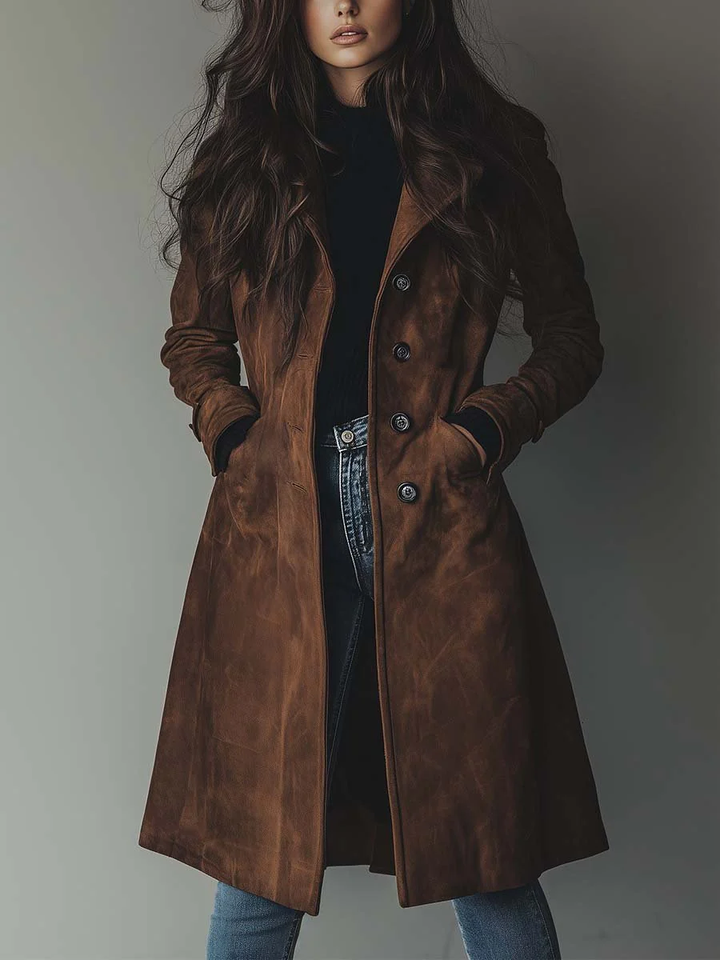 Women’s Tailored Long Button-Front Winter Coat