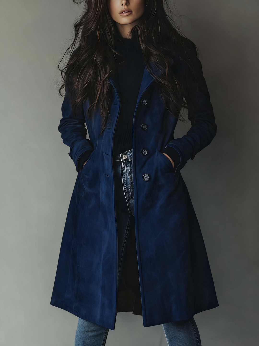 Women’s Tailored Long Button-Front Winter Coat
