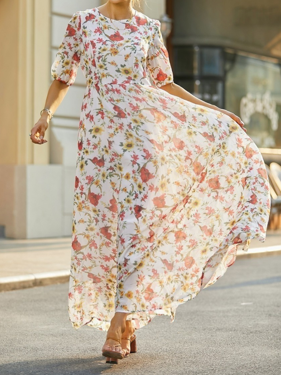 Helena | Flowing Elegant Floral Dress