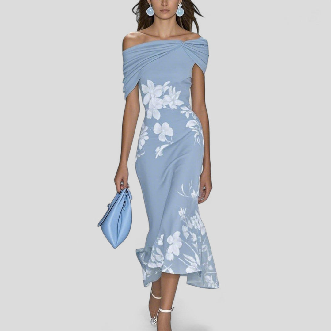 Camille | Women’s Abstract Print Relaxed-Drape Midi Dress