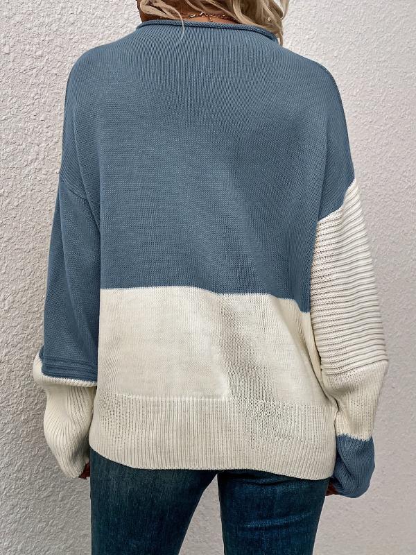 Women’s Colorblock Knit Sweater – Soft Casual Crewneck