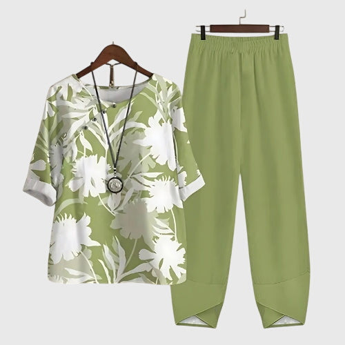 Mariposa | Women’s Motif Tunic &amp; Tapered Trouser Set