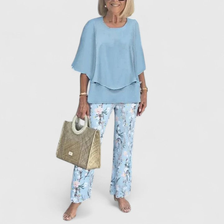 Evelyn | Women’s Layered Tunic &amp; Floral Trouser Co-Ord Set