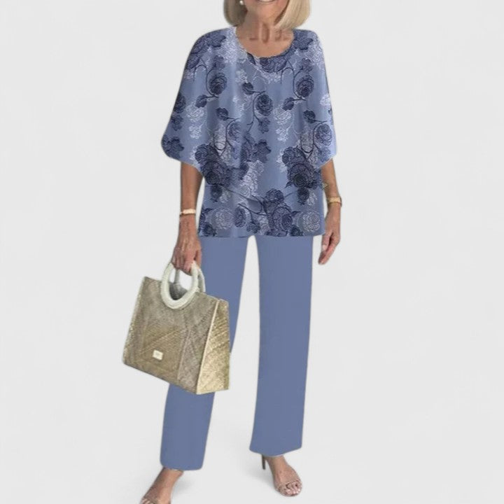 Evelyn | Women’s Layered Tunic &amp; Floral Trouser Co-Ord Set