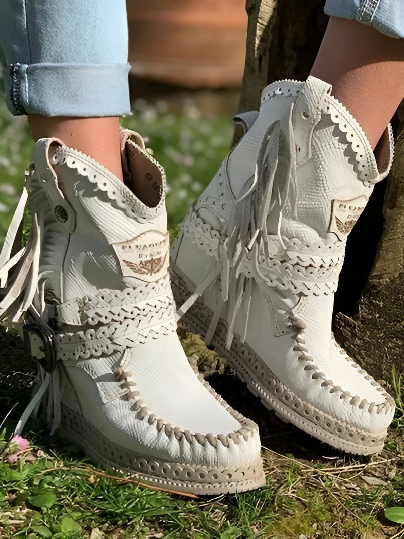 Fringe Moccasin-Style Boots